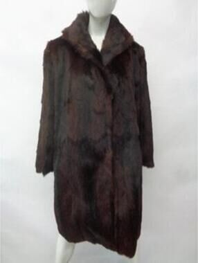 Excellent Brown Goat Fur Coat Jacket Women Woman Size 8 Medium